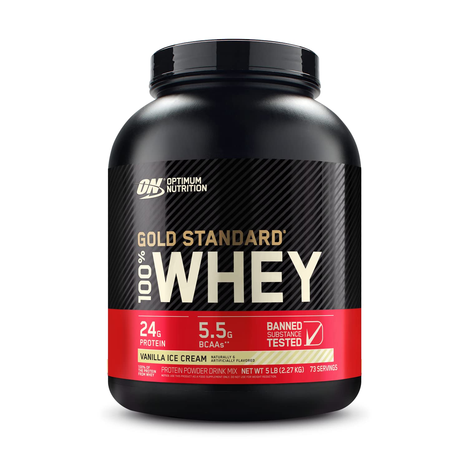 Optimum Nutrition Gold Standard 100% Whey Protein Powder, Vanilla Ice Cream, 5 Pound  is $30 at Amazon
