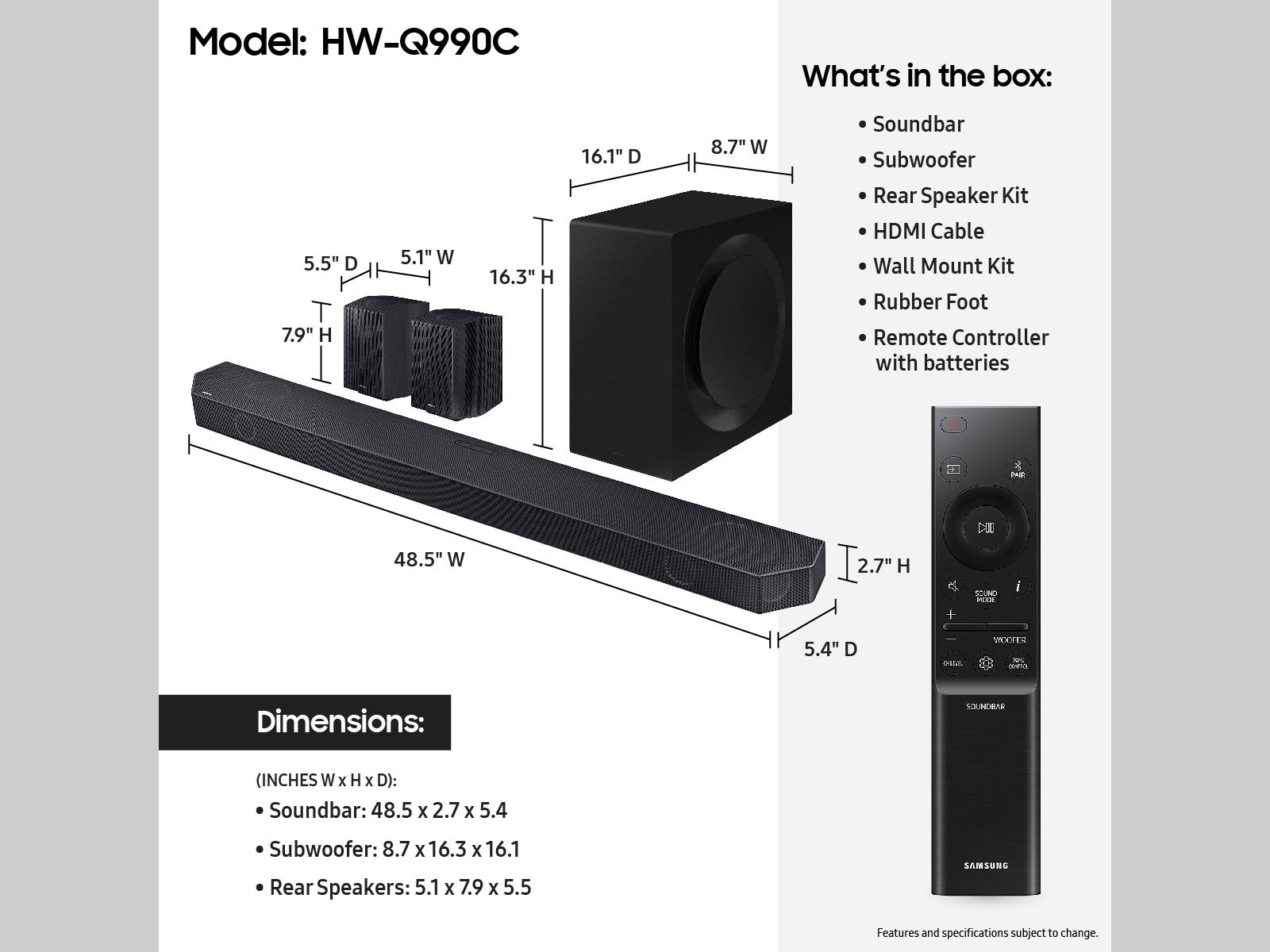 Samsung EDU/EPP: Q990C 11.1.4 ch. Wireless Dolby ATMOS Soundbar System (2023) $900 + Free Shipping