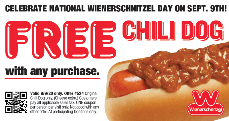 Free Chili Dog W Purchase Today 9 9 20 Der Wienerschnitzel