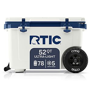 RTIC 52 QT Ultra-Light Wheeled Hard Cooler, Cool Grey & Navy or Marine/Canvas $223.20