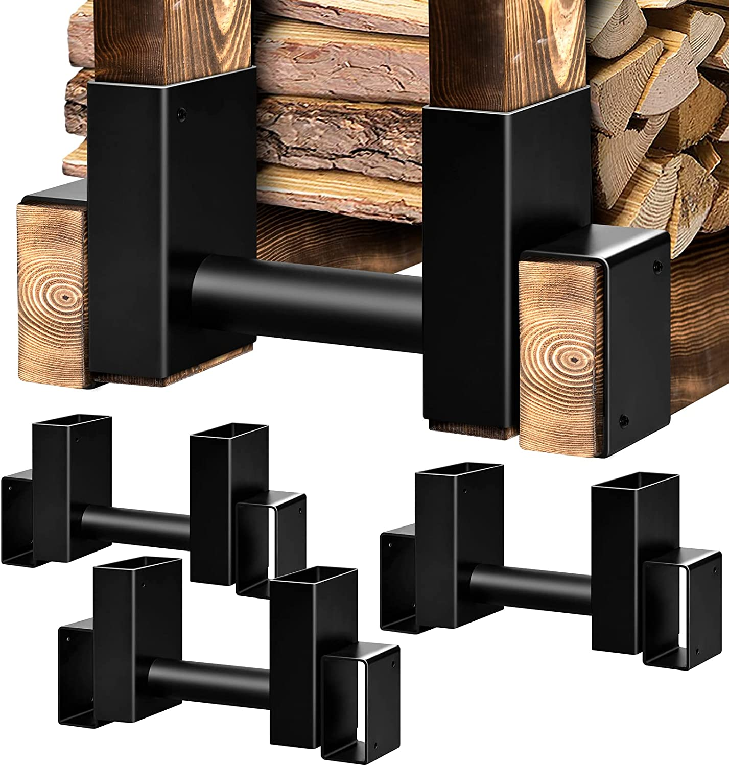 Amazon.com: Amagabeli 2 Sets of 4 Pack Firewood Log Rack Brackets Fireplace Wood Storage Holder-Adjustable to Any Length Height Lumber Stacker Heavy Duty Steel