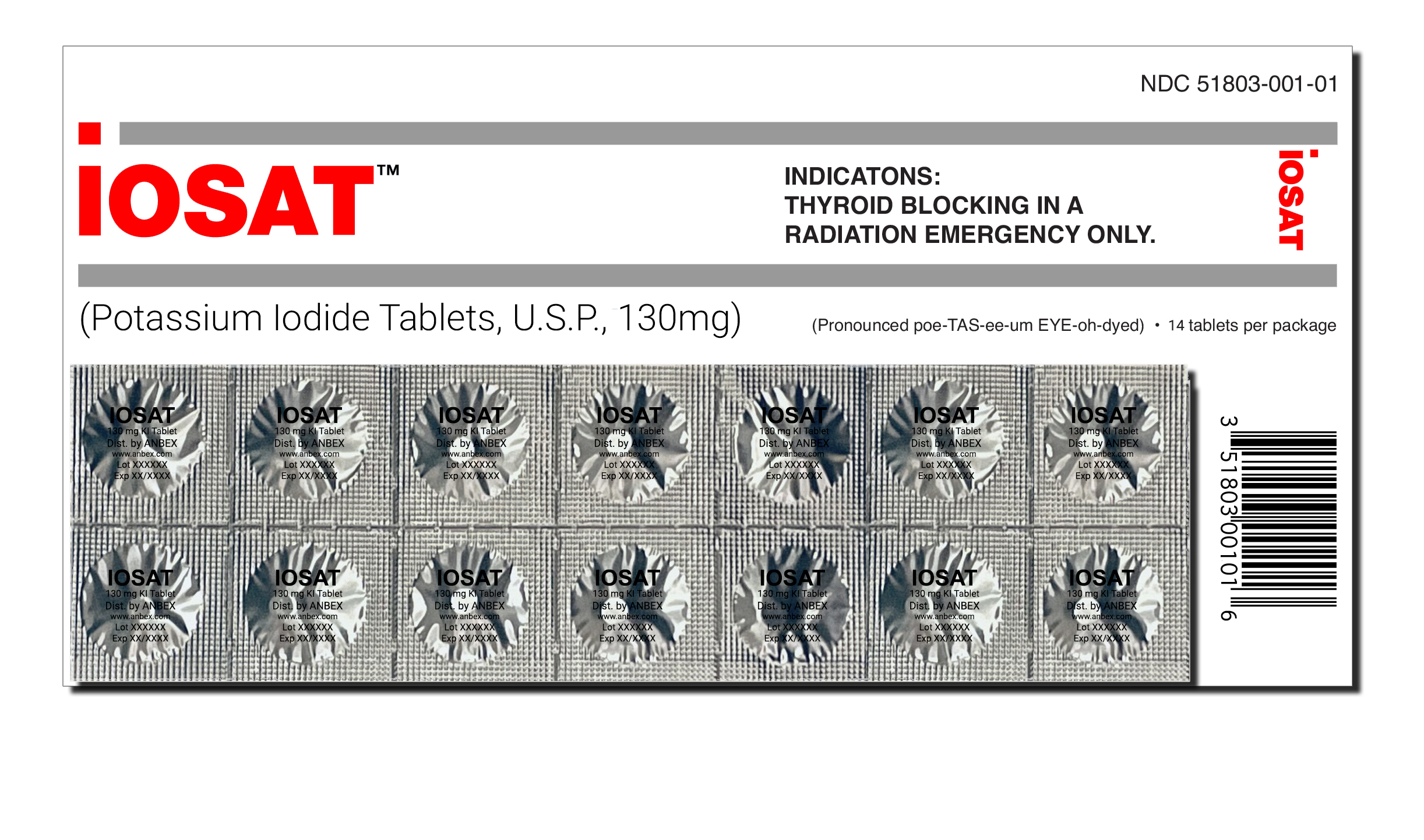 Anbex.com Iosat Potassium Iodide 130mg Tablets for Adults $15 +shipping 💰💰💰