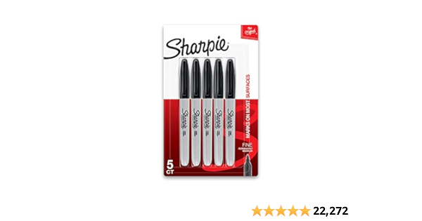 5 Count Sharpie Permanent Marker, Fine Point, Black, $4.63 with Amazon S&S - $4.63