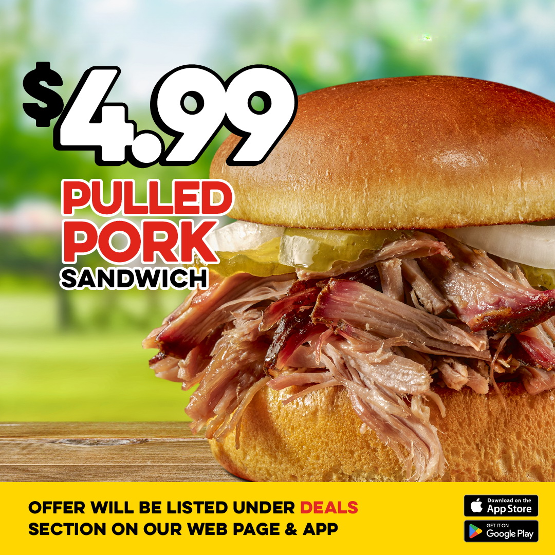 $4.99 Pulled Pork Sandwich (today only) at Dickey's