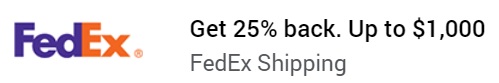 AMEX OFFER: 25% Cashback on FedEx shipments (In-Store & Online, Expires Nov 2018)
