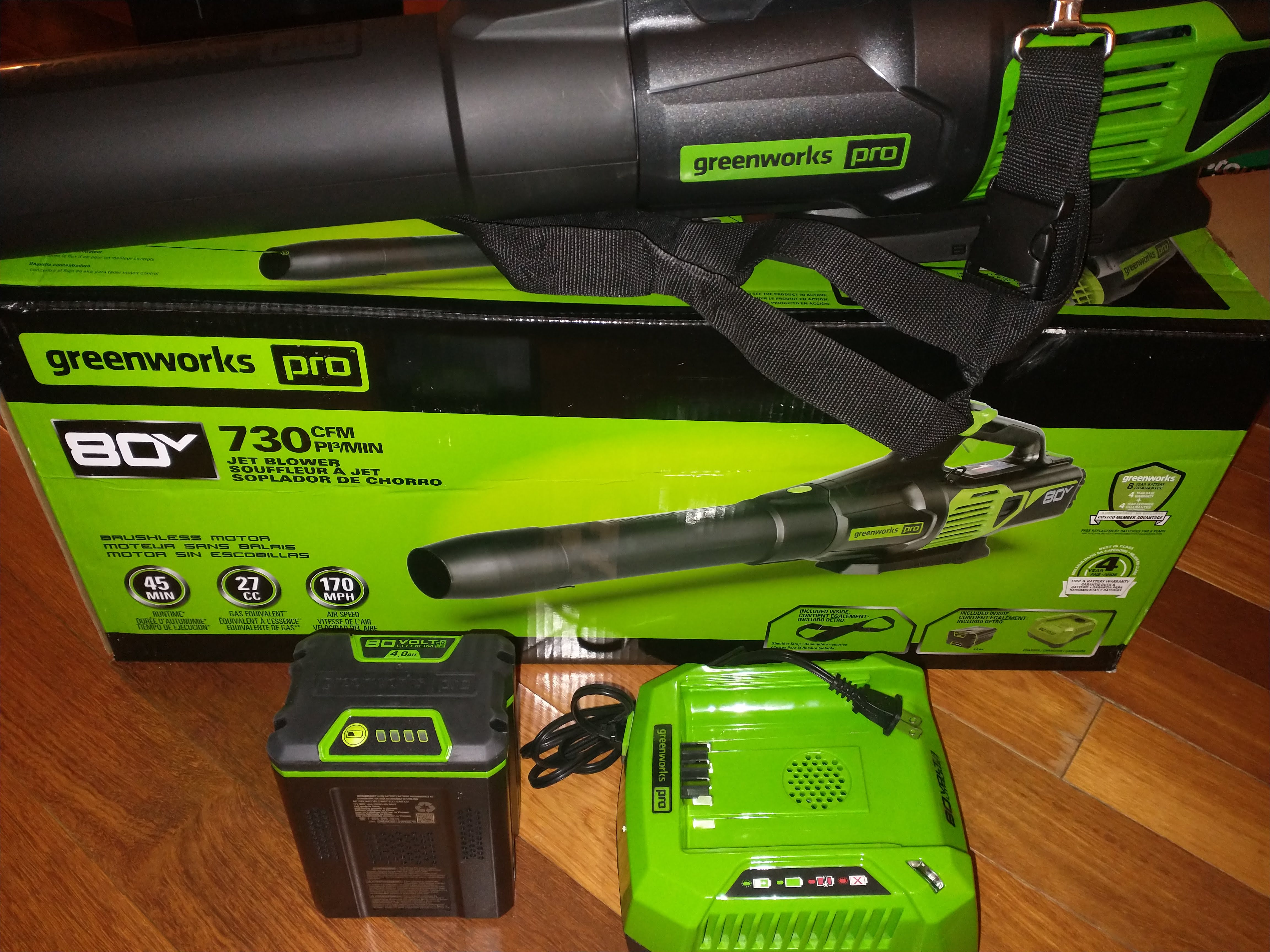 Costco Greenworks 80V Jet Blower with 4Ah Battery, Rapid Charger