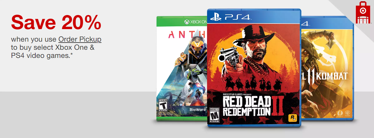Video games 20% off with pick up @ Target