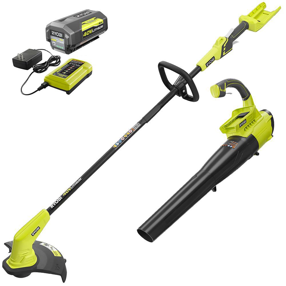 40 Volt Cordless Lithium Ion String Trimmer And Jet Fan Blower Combo Kit 2 Tool 4 0 Ah Battery And Charger Included 159