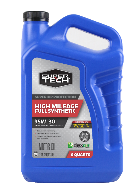Super Tech 5w30 full synthetic high mileage oil 5qt $14.37