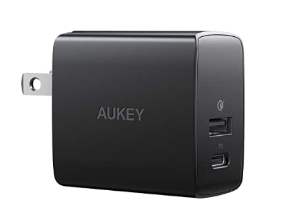 AUKEY USB C Charger 18W PD 3.0 + 18W QC3.0 Fast Charger, USB C and A Wall Charger Dual Port + Free Shipping