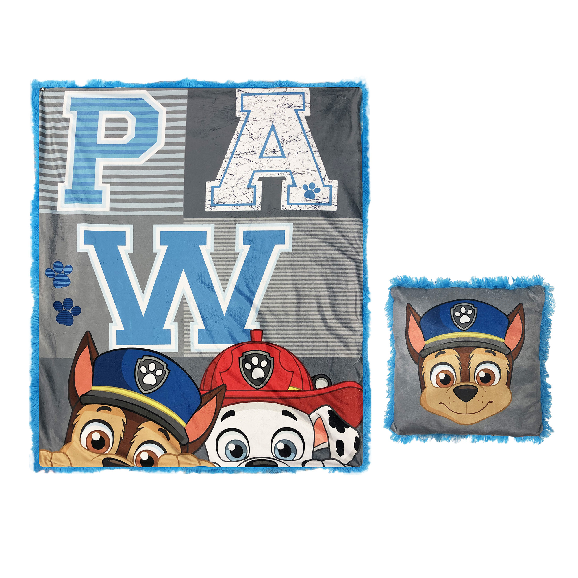 Paw Patrol Kids 2 Piece Faux Fur Pillow Throw Set 8 63 At