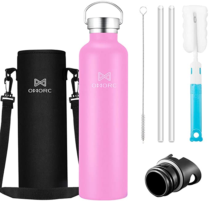 34oz Double Wall Vacuum Insulated Water Bottle with Straw and 2 Lids $12.49 + FSSS