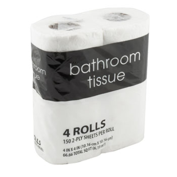 150 2-Ply Sheets per Roll Toilet Paper, 4 Rolls - $0.68