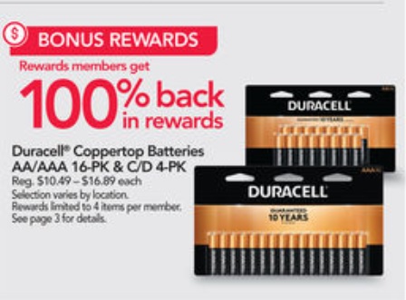1/5/20-1/11/20 100% Back in Rewards on Duracell® Coppertop Batteries AA/AAA 16-PK & C/D 4-PK at Office Depot/OfficeMax (limit 4) $10.49 – $16.89 each
