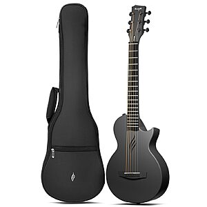 Enya Nova Go Mini Carbon Fiber Acoustic Guitar 1/4 Size Travel Acustica Guitarra w/Beginner Kids Starter Bundle Kit of Thickened Gig Bag, Adjusting Wrench(Black) $  84.99