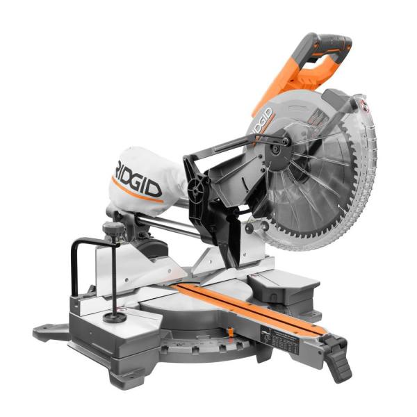 RIDGID 15 Amp Corded 12 in. Dual Bevel Sliding Miter Saw with 70° Miter Capacity and LED Cut Line Indicator YMMV B&amp;M Only $199