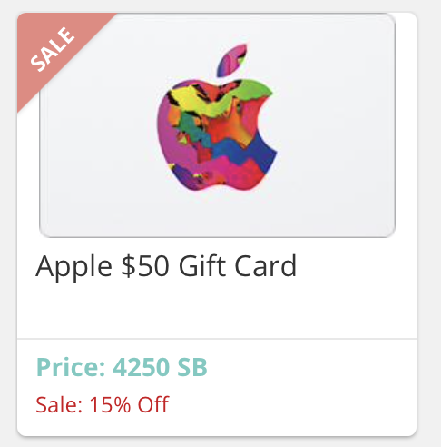 Swagbucks Apple Gift Card 15% Off When Redeeming Your SBs, $50 for 4,250 SBs $42.5