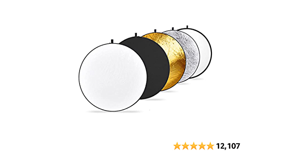 Neewer 43 Inch/110 Centimeter Light Reflector 5-in-1 Collapsible Multi-Disc with Bag - Translucent, Silver, Gold, White and Black for Studio Photography Lighting and Outd - $14