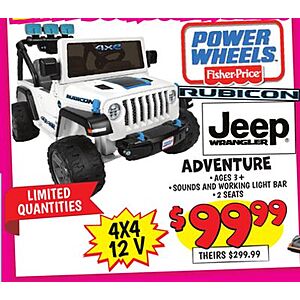 Fisher-Price Power Wheels Adventure Jeep Wrangler Rubicon Ride-On - Ollie's Bargain Outlet $99.99