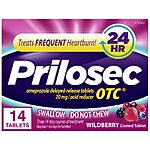 Prilosec OTC, Acid Reducer, Treats Frequent Heartburn for 24 Hour Wildberry Flavor, 20mg, 14 Tablets $3.29