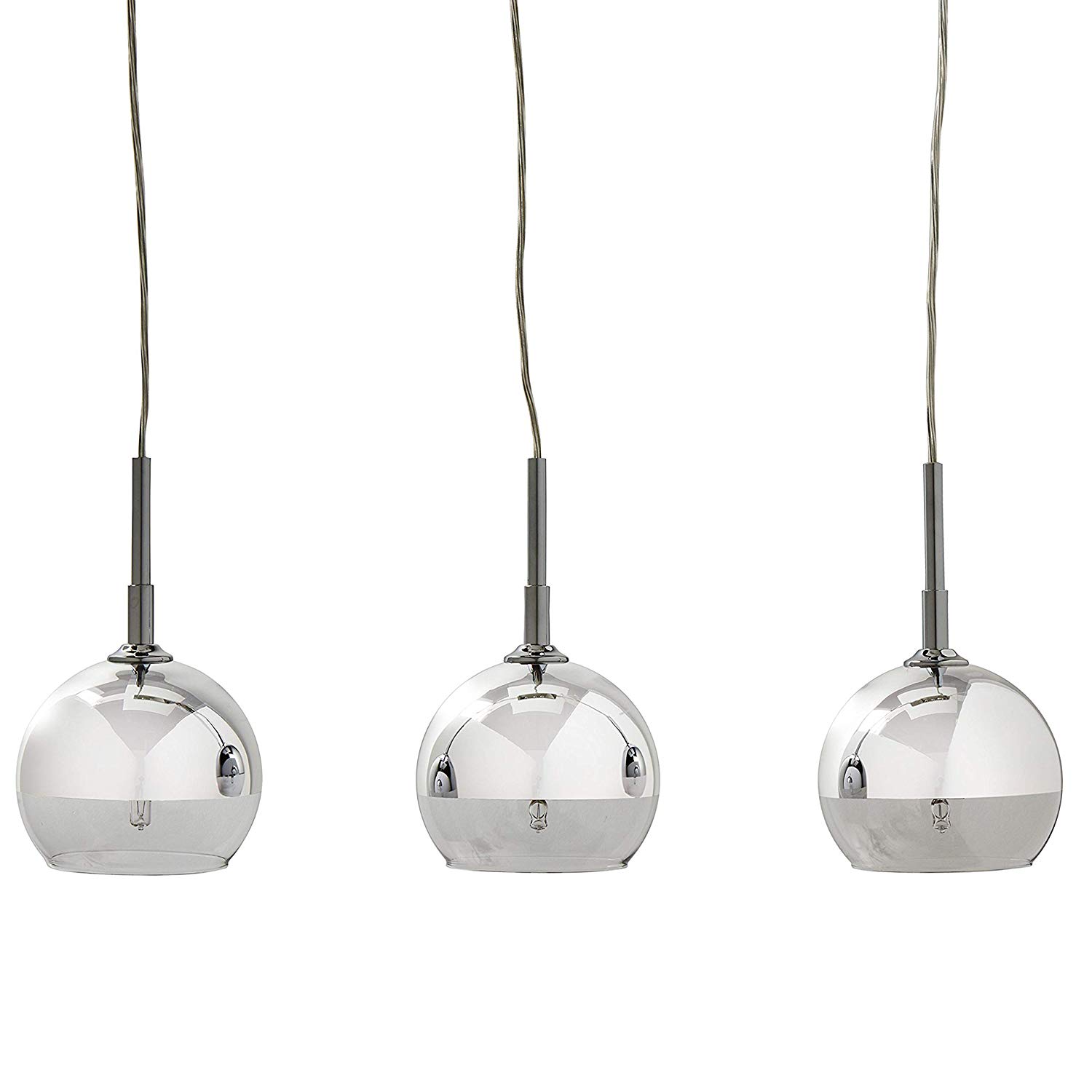 Rivet Hugh Mid-Century Modern 3-Light Ceiling Pendant Chandelier with Light Bulbs, 12-60" Adjustable Height Cords, Chrome and Glass $14.90 @Amazon