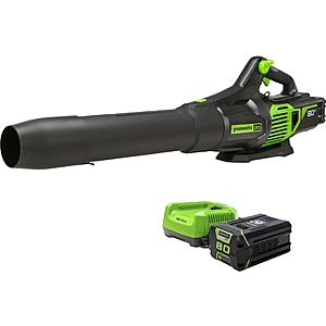 Greenworks 80-Volt 730 CFM Cordless Handheld Blower 2 batteries (1 x 2.5Ah Battery 1x 2.0Ah Battery 1 x Charger) Green 2424402/BL80L2512 - $  184.99