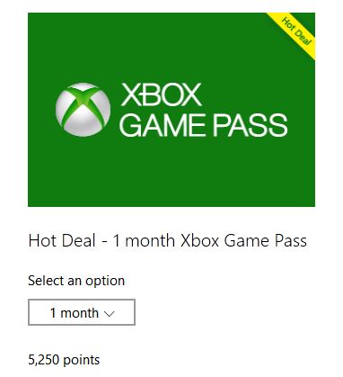 1 Month Xbox Game Pass For 5250 Points At Microsoft Rewards Exp 11 15