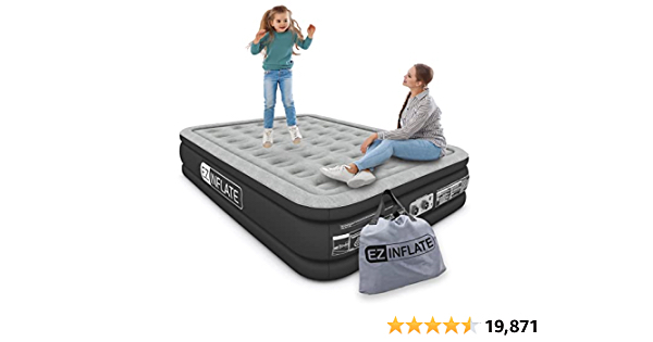 EZ INFLATE Double High Luxury Queen Air Mattress with Built in Pump, Inflatable Mattress - $49.44