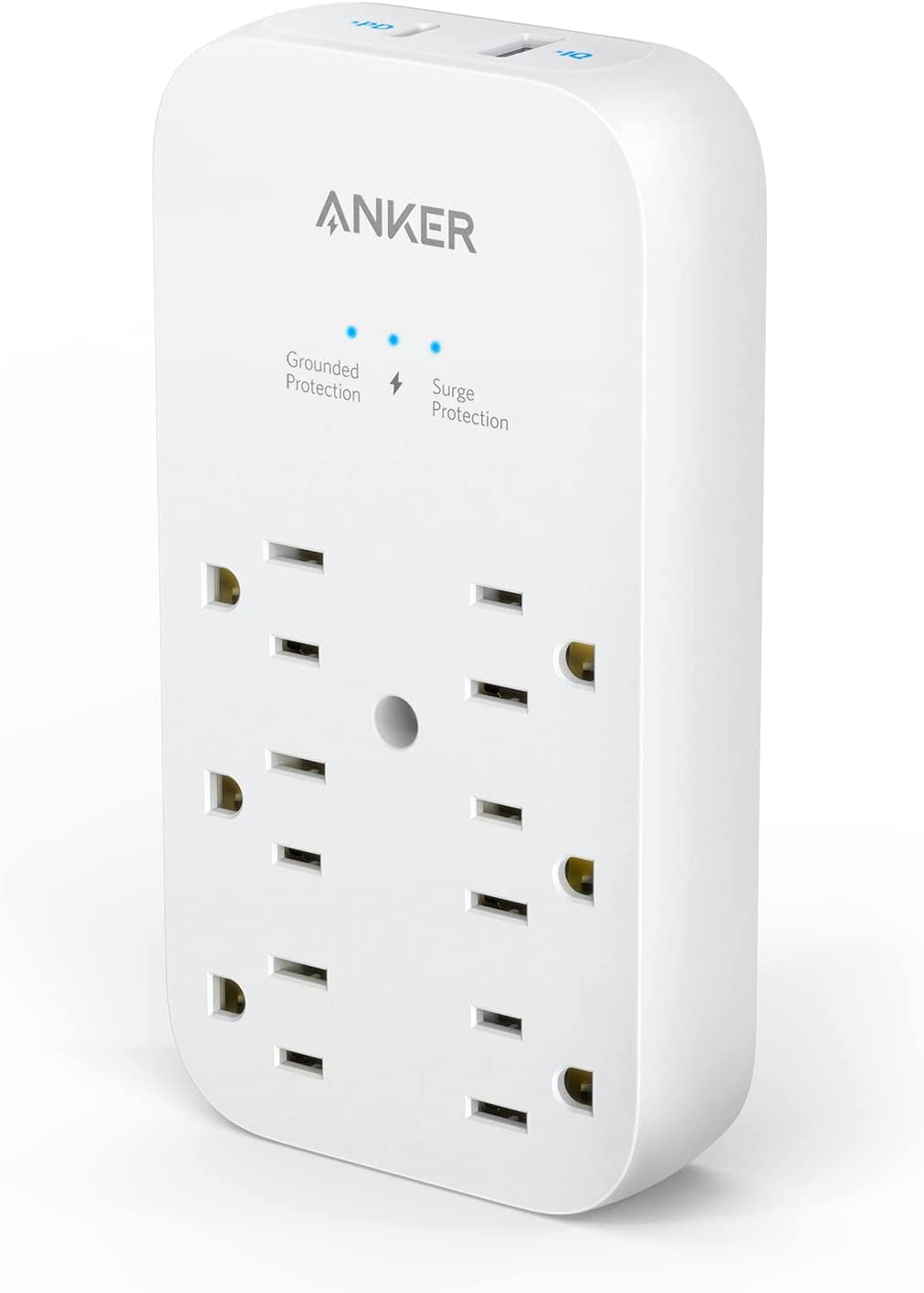 Anker Outlet Extender and USB Wall Charger, 6 Outlets and 2 USB Ports, 20W USB C Power Delivery High-Speed Charging iPhone 12/ iPhone 12 Pro, Multi-Plug for College Dorm  - $15.99