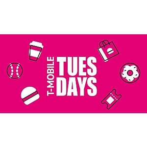 T-Mobile Customers T Life App * Starts 5/13/25  BK Free Croissan'wich, Adidas, Legoland, upskillist, Shell, LC, Atom Tickets win $200 in movie tickets
