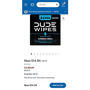 Sam's Club Members: 400 count Dude Wipes- 8 packs of 50 $14.94