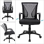 Furmax Office Chair Ergonomic Computer Desk Mesh Chair Mid Back Swivel Lumbar Support with Armrest (1, Black) $39.99