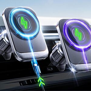 15W Magnetic/MagSafe Wireless Universal Vent Charger and holder for iPhone 15 and 16 Pro Max $11.89 after 30% off code