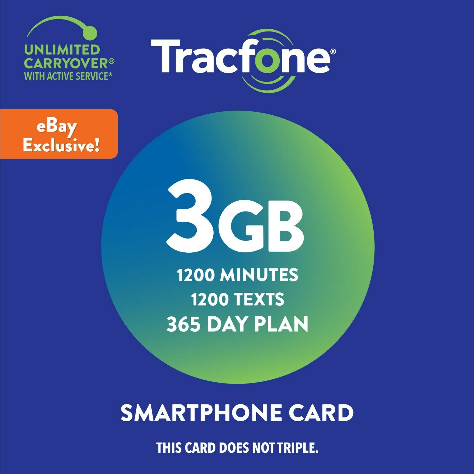 Tracfone 1 Year Prepaid Smartphone Plan W 1200 Min 1200 Txt