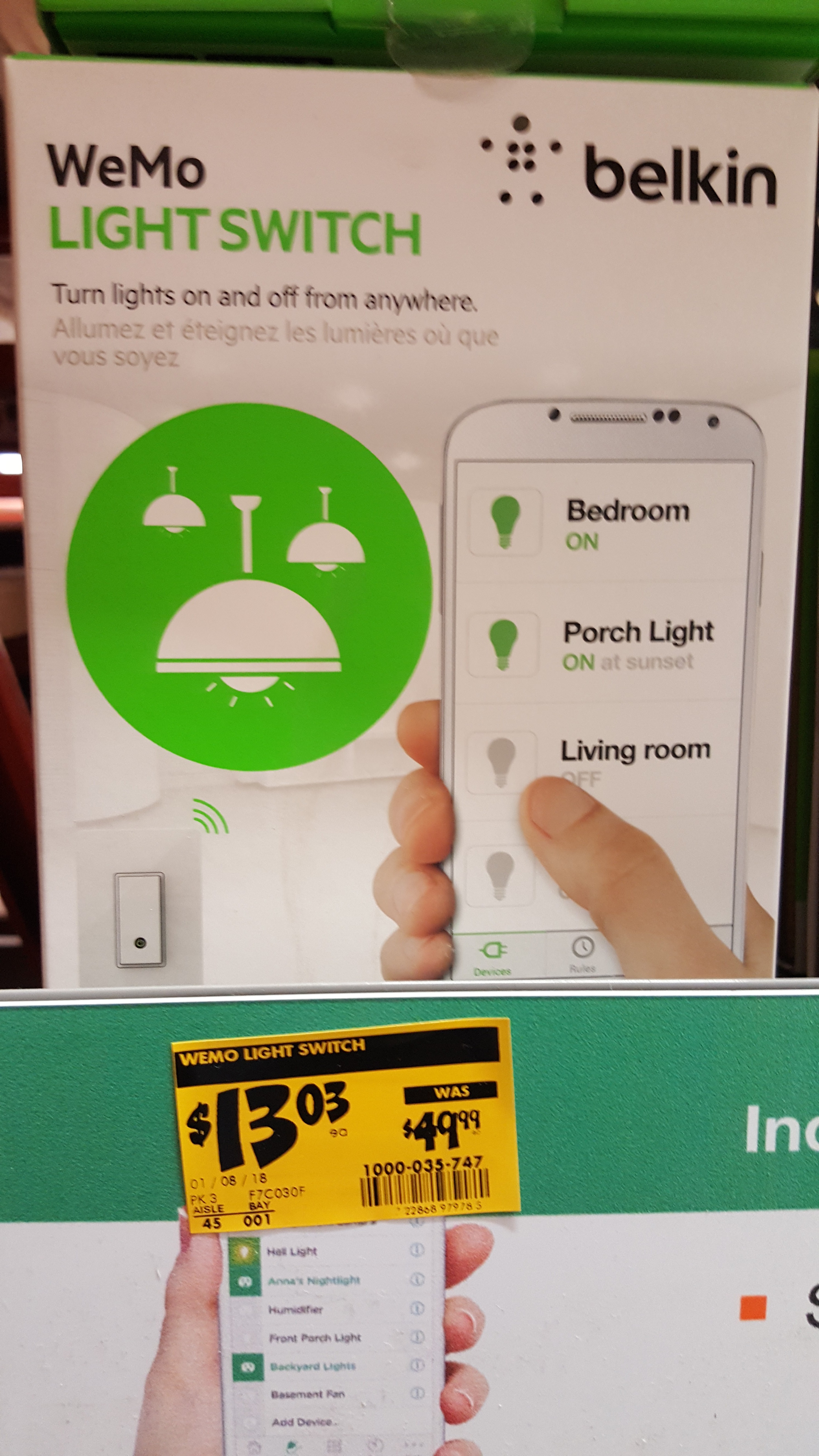 Wemo Light Switch Wi Fi enabled Works with Amazon Alexa and Google