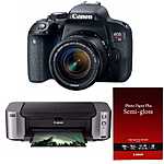Canon EOS T7i / 77D / 80D DSLR Camera  + Canon PIXMA PRO-100 Printer, $500 / $600 / $700 AR