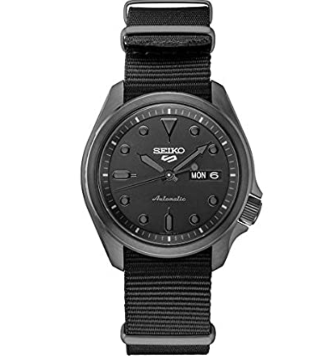 Seiko Men's 5 Sports Stainless Steel Automatic Watch with Nylon Strap, Black $171.42