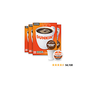 Dunkin' Orig Blend Med Roast Coffee, 88 Keurig K-Cup Pods (4-22 packs) - $23 w/ S&S 15% - $23.00