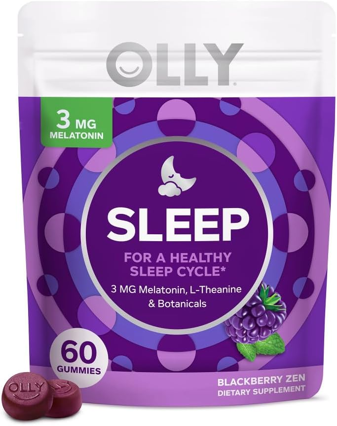 120 count OLLY Sleep Gummy, Occasional Sleep Support, 3 mg Melatonin, L-Theanine, Chamomile, Lemon Balm, Sleep Aid, Blackberry - $14.65 S&S at Amazon