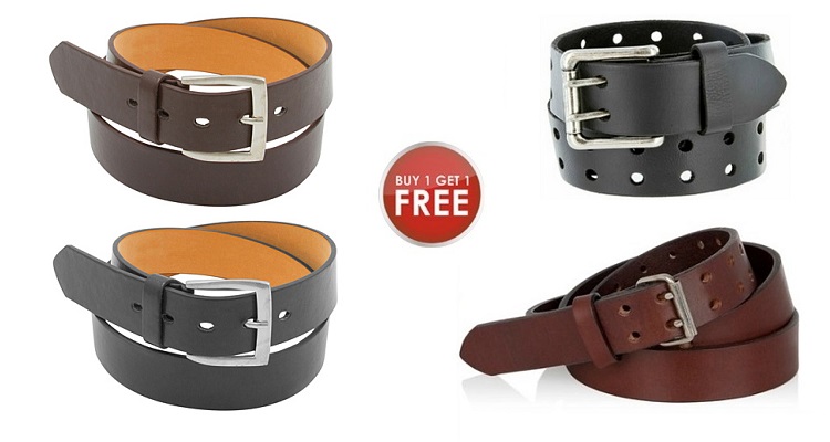 [BOGO] Men’s Genuine Leather Solid or Double Prong Belts $8.97 + Free ...