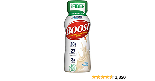 BOOST High Protein with Fiber Complete Nutritional Drink, Very Vanilla, 8 fl oz Bottle, 24 Pack - $21.74