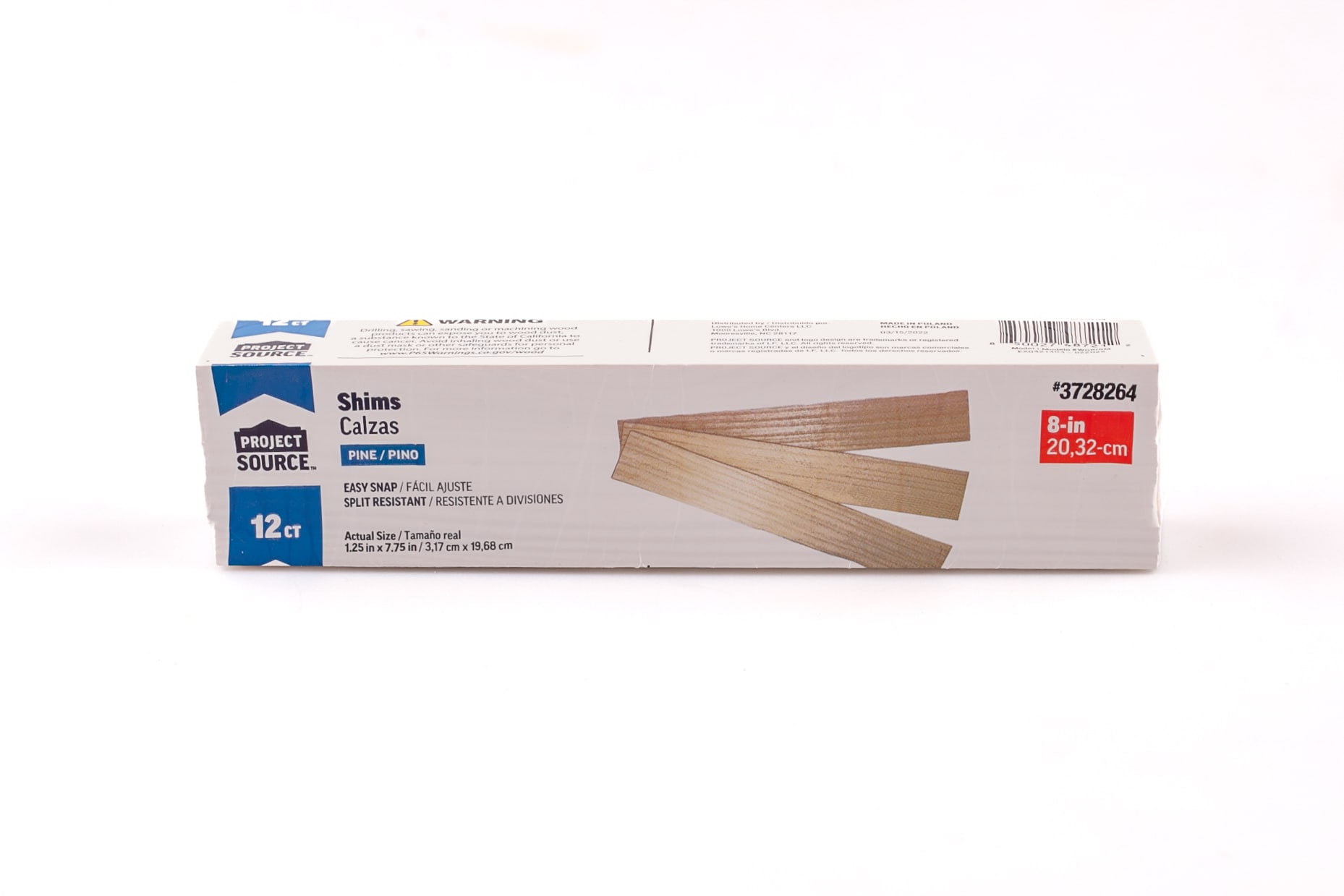 Project Source 0.25-in x 1.25-in x 7.75-in 12-Pack Pine Wood Shim $0.37 @lowes