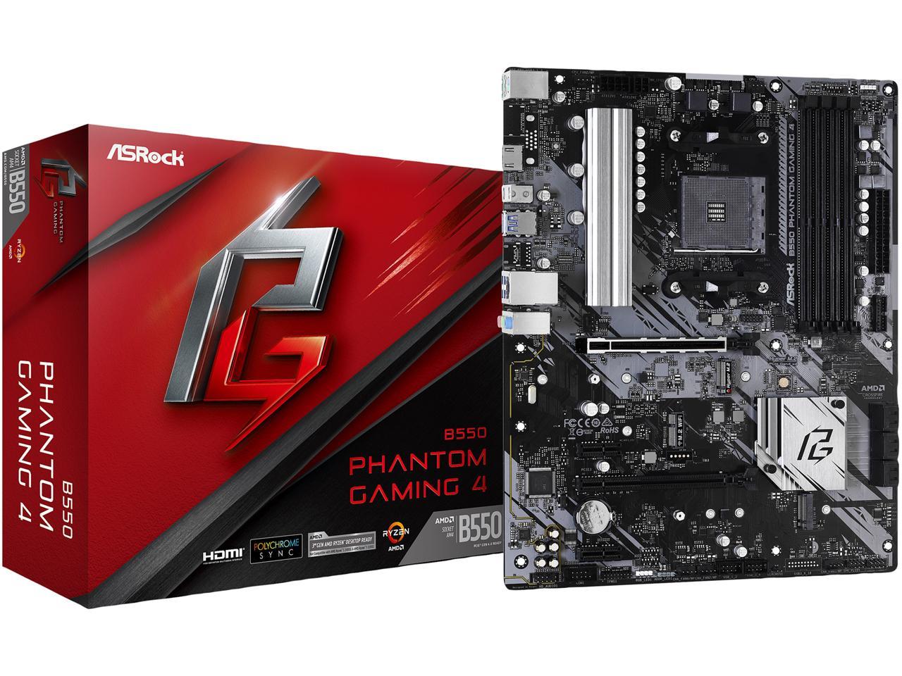 ASRock B550 Phantom Gaming 4 AM4 AMD B550 SATA 6Gb/s ATX AMD Motherboard $80 @newegg amazon walmart ebay