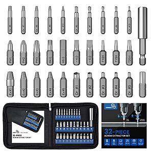 STREBITO Damaged Screw Extractor Set, 32PCS $9.19 AC @amazon