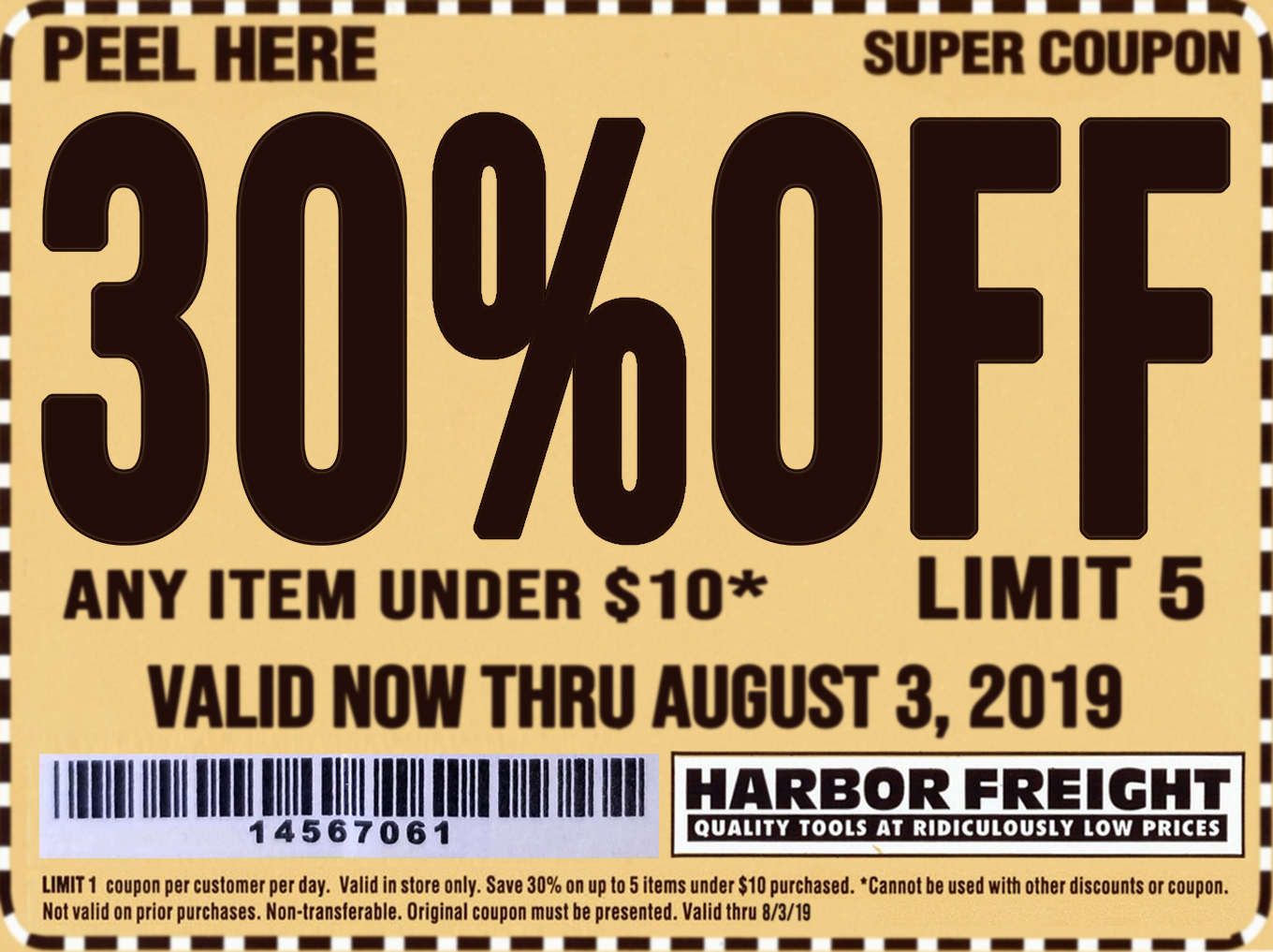 Harbor 20 off coupon