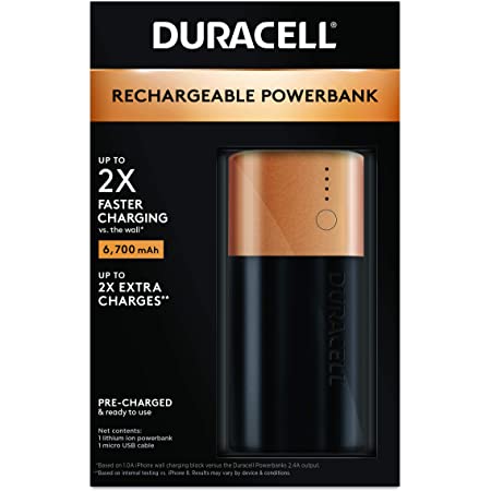Duracell Rechargeable Powerbank 6700 mAh | 2 Day Portable Charger | Compatible With iPhone, iPad, Samsung, Android, Nintendo Switch & more | TSA Carry-On Compliant for $12.88