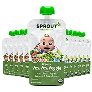 CoComelon Sprout Organic Baby Food, Toddler Pouches, Yes, Yes, Veggie, Fruits, Grains, 3.5 Oz Purees (Pack of 12) for $6.72