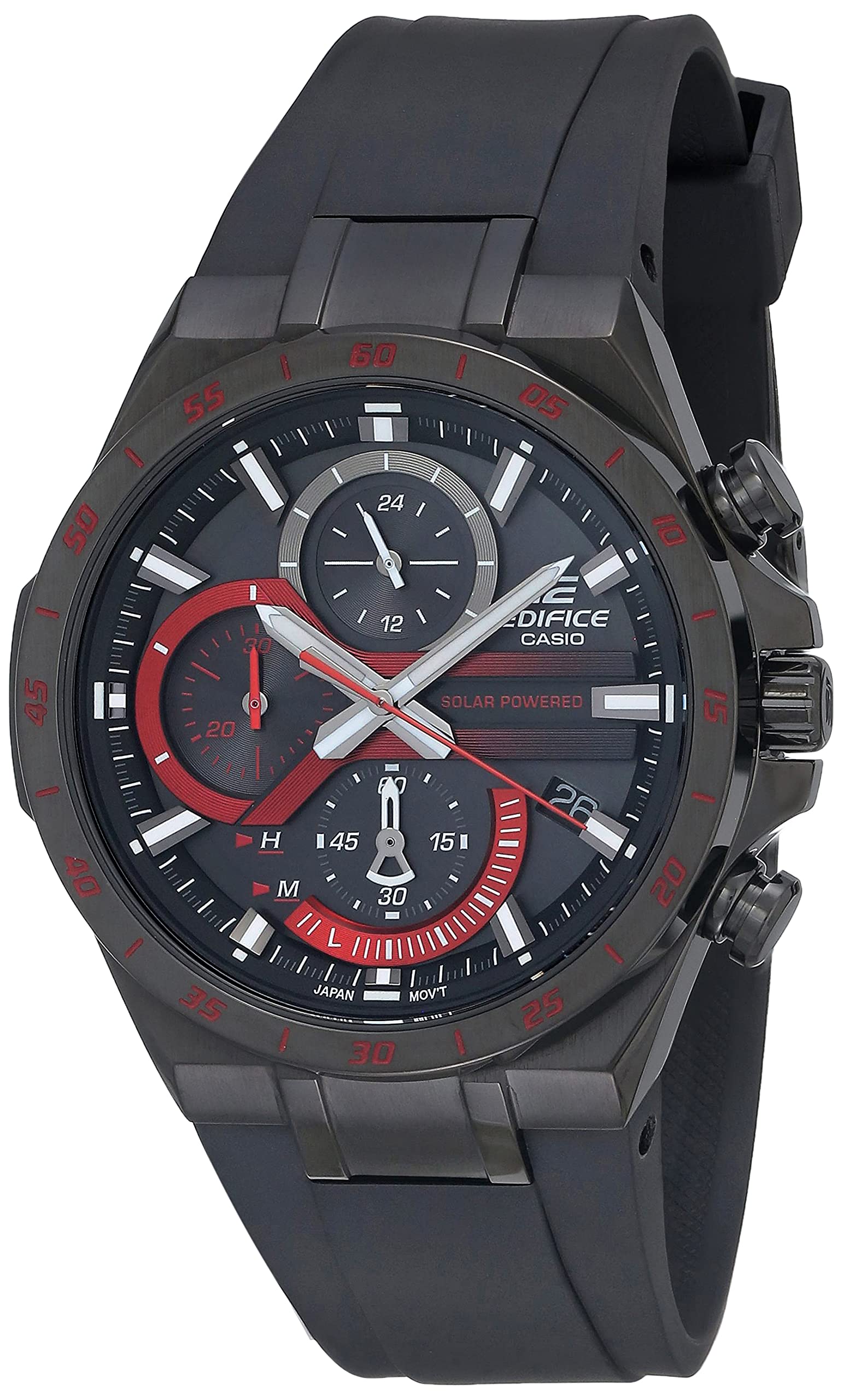 Casio Men's Edifice Stainless Steel Quartz Watch with Resin Strap, Black, 28.5 (Model: EQS-920PB-1AVCR) for $100