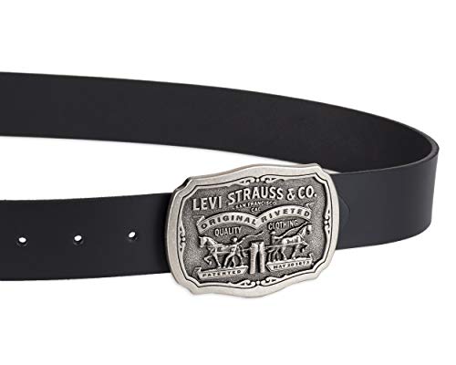 Levi's Men's Leather Belt With Antiqued Buckle,Black for $9.03