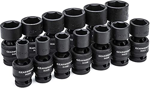 GEARWRENCH 13 Pc. 1/2" Drive 6 Pt. Standard Universal Impact Socket Set, SAE - 84938N for $64.62
